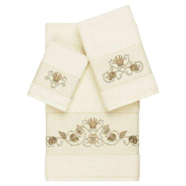 Latte Linum Home Textiles Serenity 3Pc Embellished Towel Set 